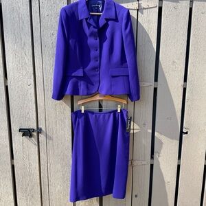 Evan Picone Suit Elegant. Brand new. Bluish purple. Polyester for easy care.